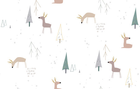 Seamless winter pattren with deersのイラスト素材