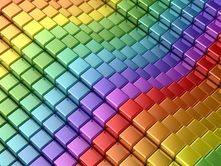 Colorful rainbow lines. 3d render of rainbow shapes