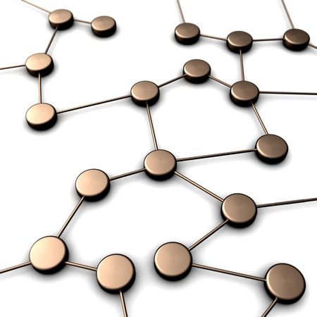 Connected group of objects. High quality 3d render