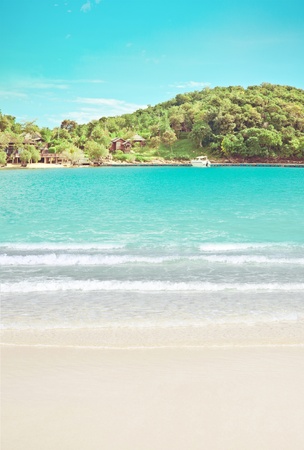 Tropical hotel beach near island. Beauty resortの写真素材