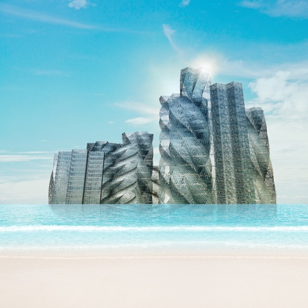 Water city. No copyrights - my concept project, not real buildingの写真素材