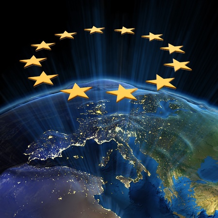 European Union at night.