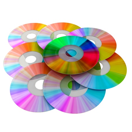 CD set. Rainbow colors discsの写真素材