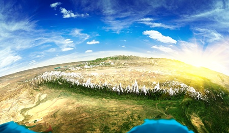 Tibet landscape from space. 