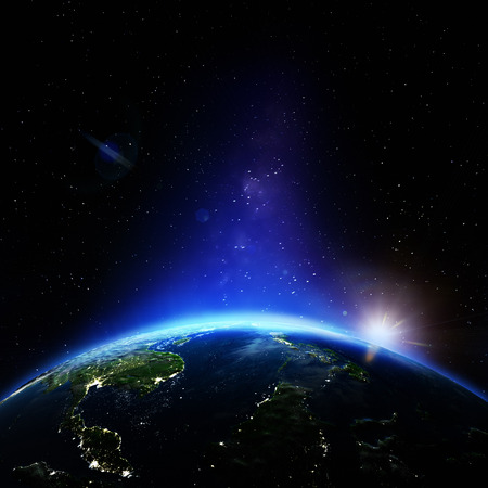 Cities at night. Elements of this image furnished by NASAの写真素材
