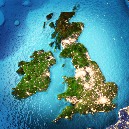 Great Britain and Ireland. Elements of this image furnished by NASA. 3D renderingの写真素材