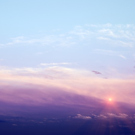 Sky sunrise air clouds panorama. Art summer backgroundの写真素材