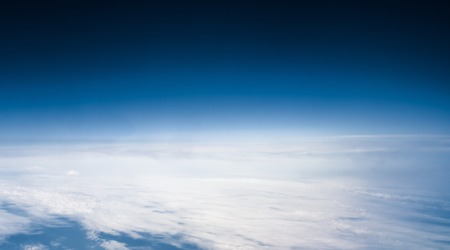 Atmosphere space air sky and clouds. Weather planet Earth backgroundの写真素材