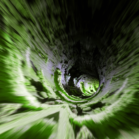 Abstract motion green caves background. Mixed mediaの写真素材