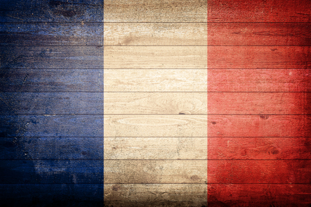 France national flag wood backgroundの写真素材