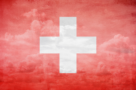 Switzerland flag vintage sky illustrationの写真素材