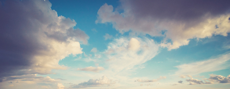 Sky and clouds summer panorama. Outdoor backgroundの写真素材