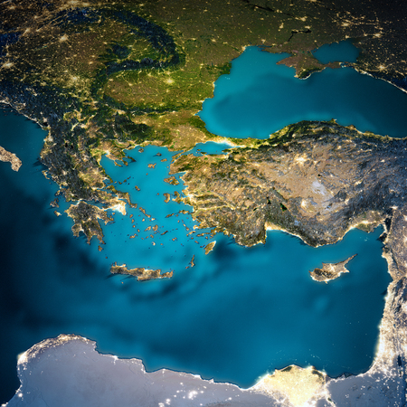 Turkey and Greece map.の写真素材