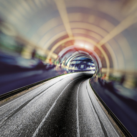 Modern abstract road tunnel. Mixed mediaの写真素材