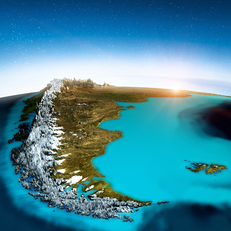 Patagonia space background. 3d renderingの写真素材