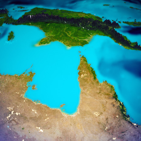 North Australia and Papua New Guinea island map.   3d renderingの写真素材