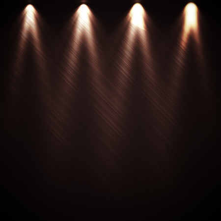 Spot photometric lights. Metal textured surface. Illuminated show party. 3d rendering