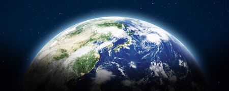 Planet Earth panoramic.  3d renderingの写真素材