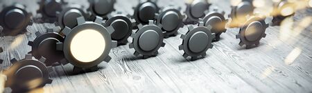 Concept gears. Industry internet innovation. 3d rendering
