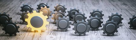 Gears industry. Connection and communication. 3d rendering