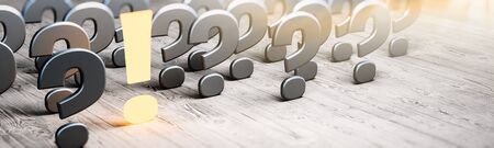 Answer and question decision. Experience choice. 3d renderingの写真素材