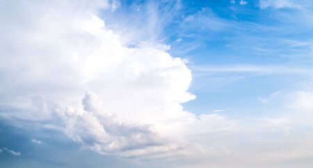 Cloudy blue sky. Summer day backgroundの写真素材