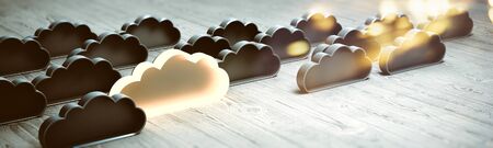 Concept cloud database. 3d rendering