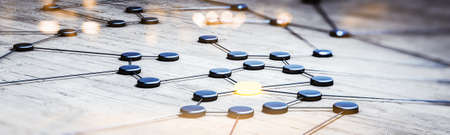 Connection development innovation. Business research target clients. 3d rendering