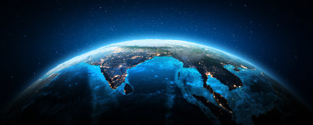 India city lights, Asia.  3d renderingの写真素材
