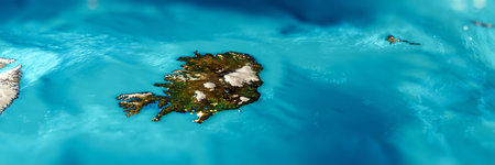 Iceland, Atlantic territory.  3d rendering