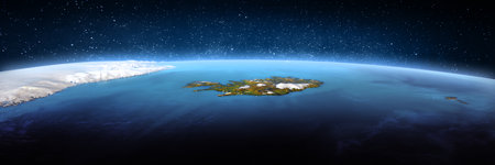 Iceland, North Atlantic, landscape frome space. Elements of this image furnished by NASA. 3d...