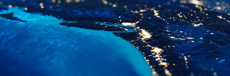 Seattle and Vancouver tilt shift panorama. Elements of this image furnished by NASA. 3d renderingの写真素材