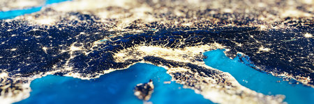 Italy, France, Swiss Alps tilt shift panorama