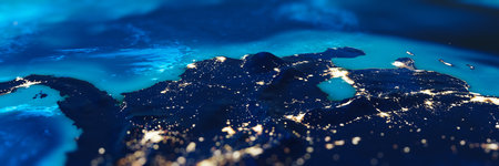 Colombia and Venezuela tilt shift panorama.   3d rendering