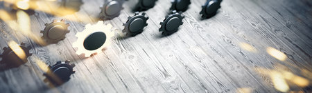 Gears industry. Connection and communication. 3d rendering