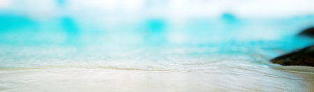Tropical sea wave. Blur panoramaの写真素材