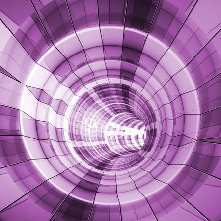 Violet tunnel abstract background 3d renderingの写真素材