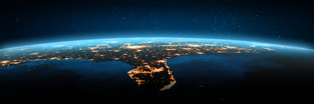 Florida, USA city lights. Elements of this image furnished by . 3d renderingの写真素材