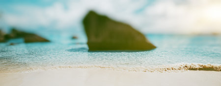 Tropical ocean beach, blur backgroundの写真素材
