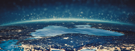 Black sea from space. Elements of this image furnished by NASA. 3d rendering