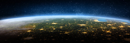 United States, landscape frome space. Elements of this image furnished by NASA. 3d rendering