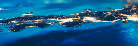 Japan - Osaka, Nagoya, Tokyo city lights. Elements of this image furnished by NASA. 3d rendering