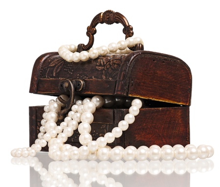 Box with pearlの写真素材