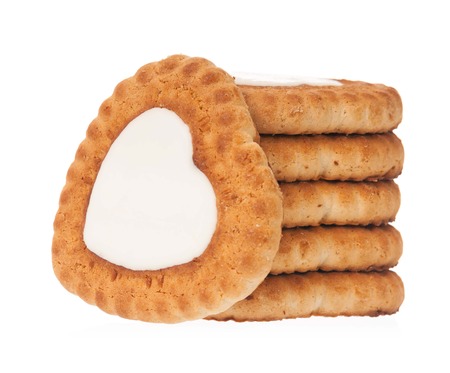 Tasty cookies in the form of heart isolated on white background cutout