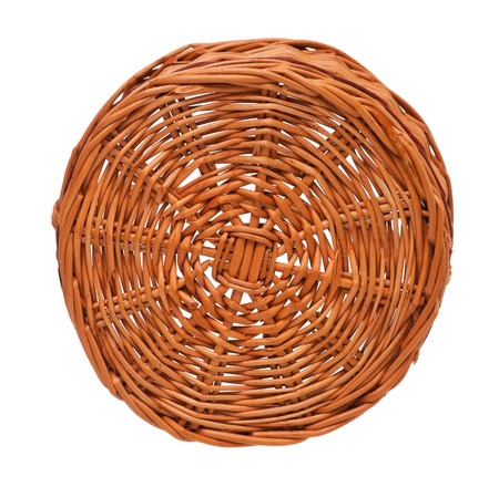Bottom of the wicker basket isolated on white backgroundの写真素材