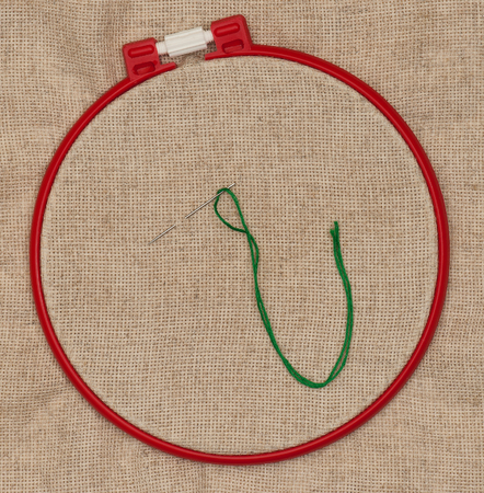 Simple embroidery accessories over outline background concept