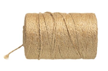 Roll of new twine cord isolated on white backgroundの写真素材