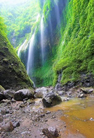 Madakaripura Waterfall is the tallest waterfall in Java and the second tallest waterfall in Indonesia.の写真素材