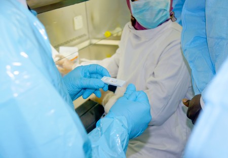 researcher working at the chemistry laboratoryの写真素材