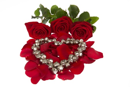 Heart on rosy bedの写真素材